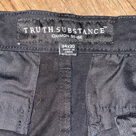 Truth.Substance Common Sense Black Slim Fit Straight Stretch Pant Size 34x30 - Picture 3 of 6